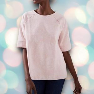 LOFT Women’s Light Pink Floral Jacquard Half Sleeve Shirt Top Size XL